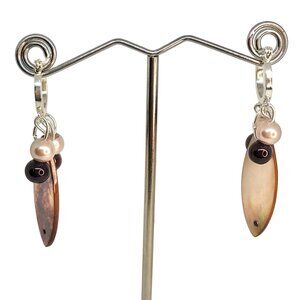 Handcrafted Beaded Dangle Hoop Earrings With Silver-Tone Finish Women’s Jewelry